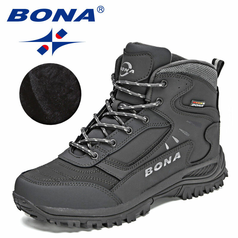 BONA 2022 новые дизайнерские брендовые зимние плюшевые ботинки мужские теплые ботильоны для снега мужские высококачественные кожаные кроссовки для активного отдыха Mansculino