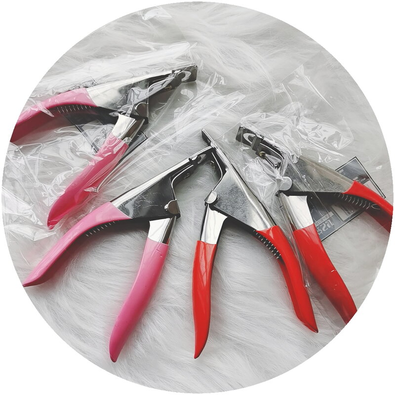 Tijeras postizas acrílicas en forma de U, cortaúñas de 13,5x10cm, rojo/rosa, forma REDONDA/cuadrada, herramientas de manicura, # TR24