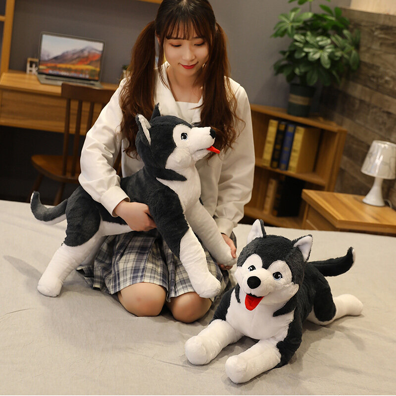 30/70cm Kawaii Baby Simulation Fluffy Husky Plush Cute Soft Stuffed Dog Doll Kid Toys Sleeping Pillow Children Birthday Gift