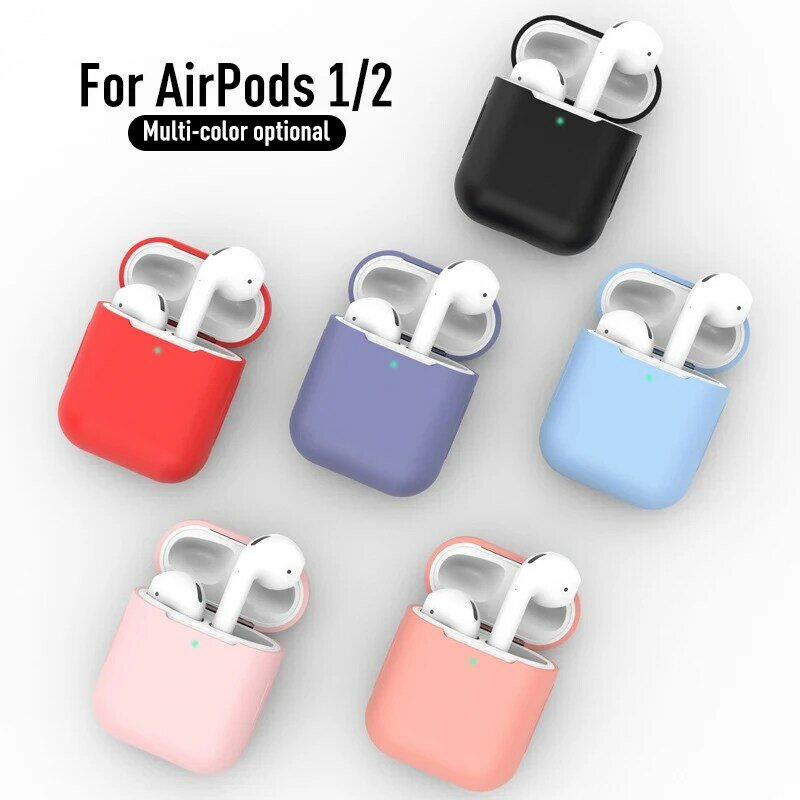 Slim Skin Anti-fall Cover For Airpods1 2 Silicone Bluetooth Headset Case For AirPods 1 2 Earphone Cover Accessories Charging Box