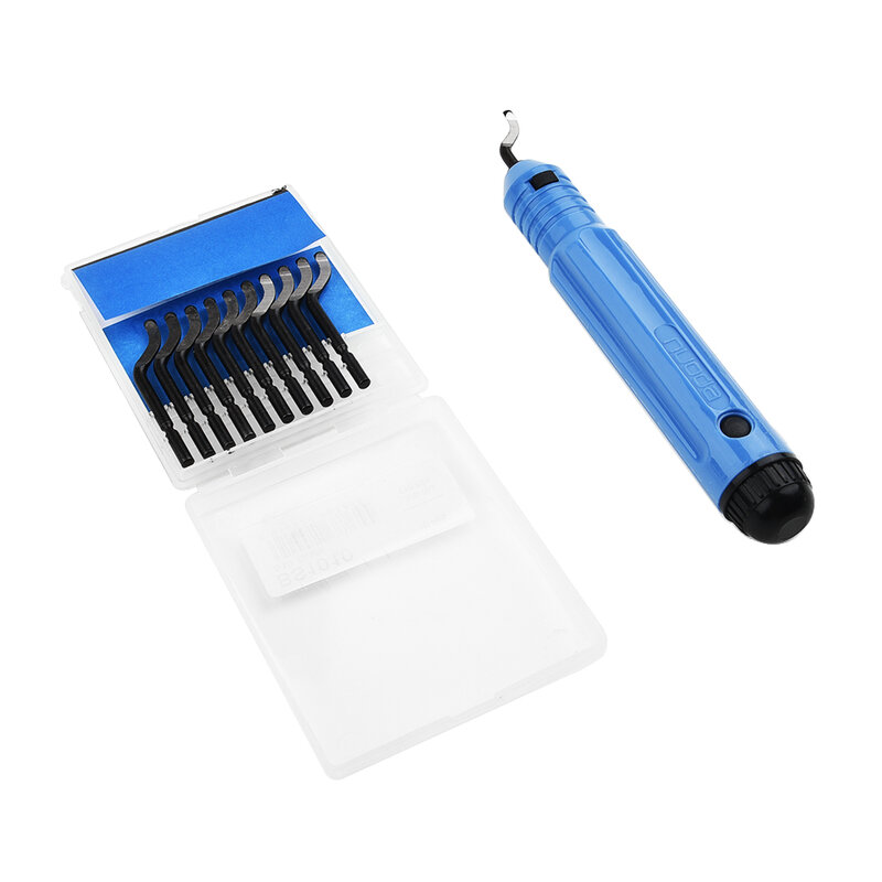 Handle Burr Metal Repair Deburring Tool Kit 10pc Router Bit Rotary Deburr Blades Remover Hand  For Wood Plastic