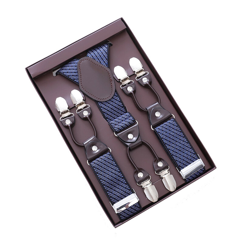 Bretelles de surintendant élastiques réglables pour hommes, dos en Y de 3.5cm de large, 6 clips en métal, ceinture de surintendant, cadeau pour mari et père, mode