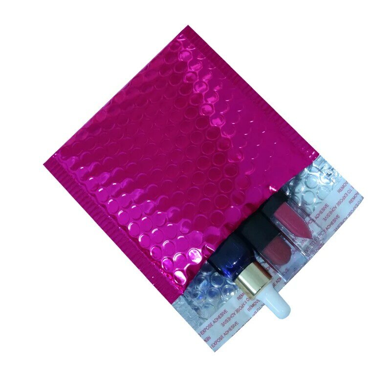 50PCS Mailer Bolla Metallico Rosa Foglio di Sacchetti di Bolla Alluminato Borse Postali sacchetti di Cerimonia Nuziale di Regalo di Imballaggio Buste Imbottite