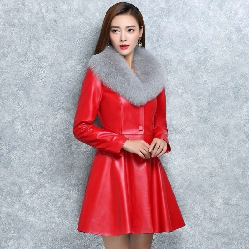 2023 nuove donne autunno/inverno giacche in ecopelle morbida cappotti Lady Black PU Zipper elegante collo in pelliccia sintetica Plus Size giacca in pelle