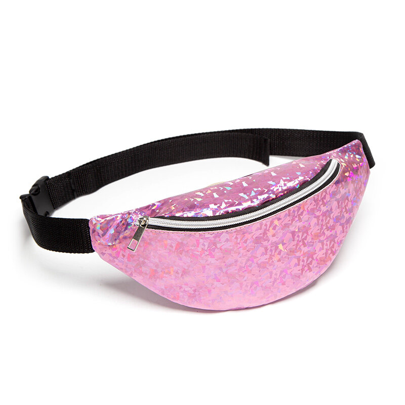 Hot Women Waist Packs Girl Floral Glitter Holiday Belt Wallet Bum Travel Bag Pouch Laser Glass Floral Waist Chest Bag
