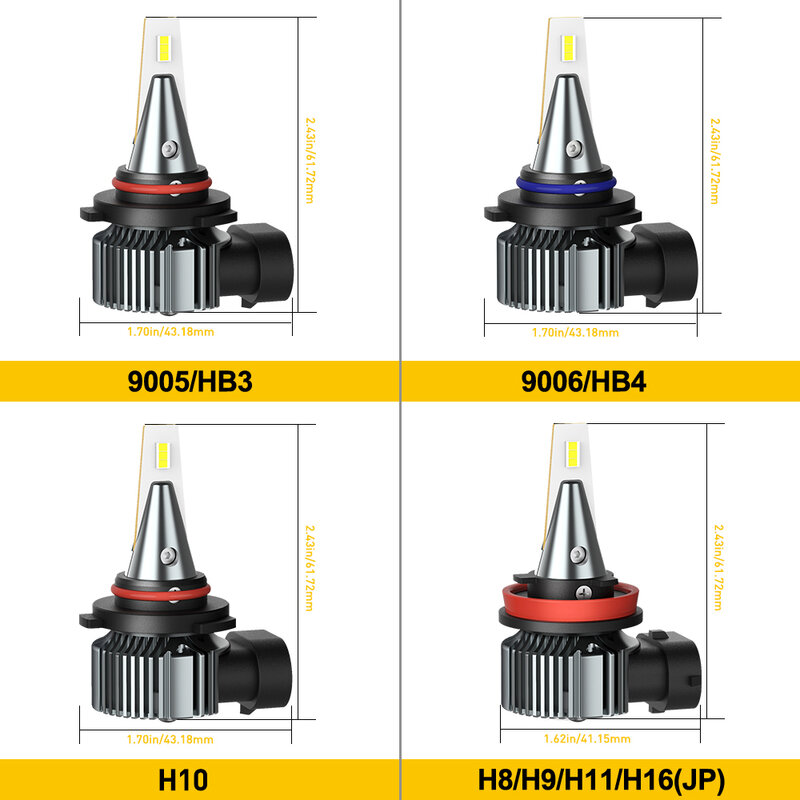 Bombilla Led antiniebla para coche, lámpara de conducción DRL de 12V, 2 piezas, H8, H11, 3000K, 6500K, PSX26W, PSX24W, H10, H16, H27, 880, 881, 5202, H3, 9005, 9006