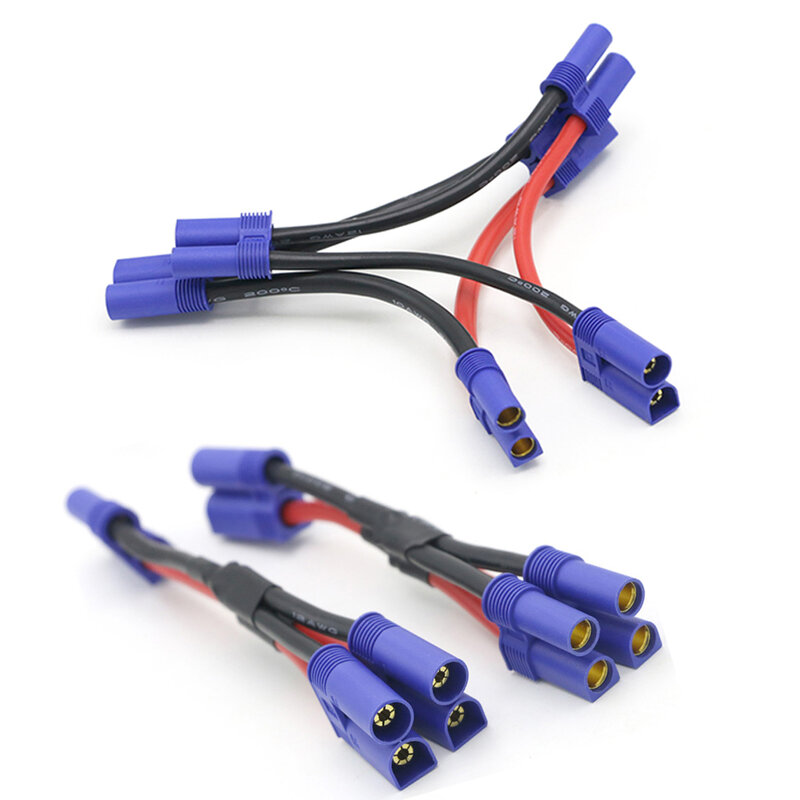EC5 równoległe złącze baterii kabel podwójny przedłużacz Y Splitter 12AWG przewód silikonowy 10CM Y / O styl na zabawki zdalnie sterowane