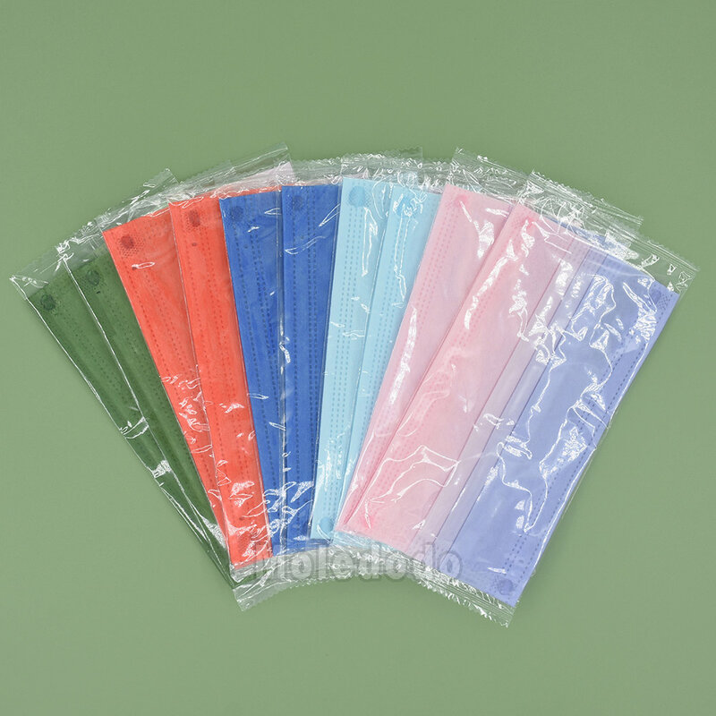 大人用の使い捨て保護マスク10/50個,女性用のグラデーションカラーの通気性保護マスク,保護,防塵