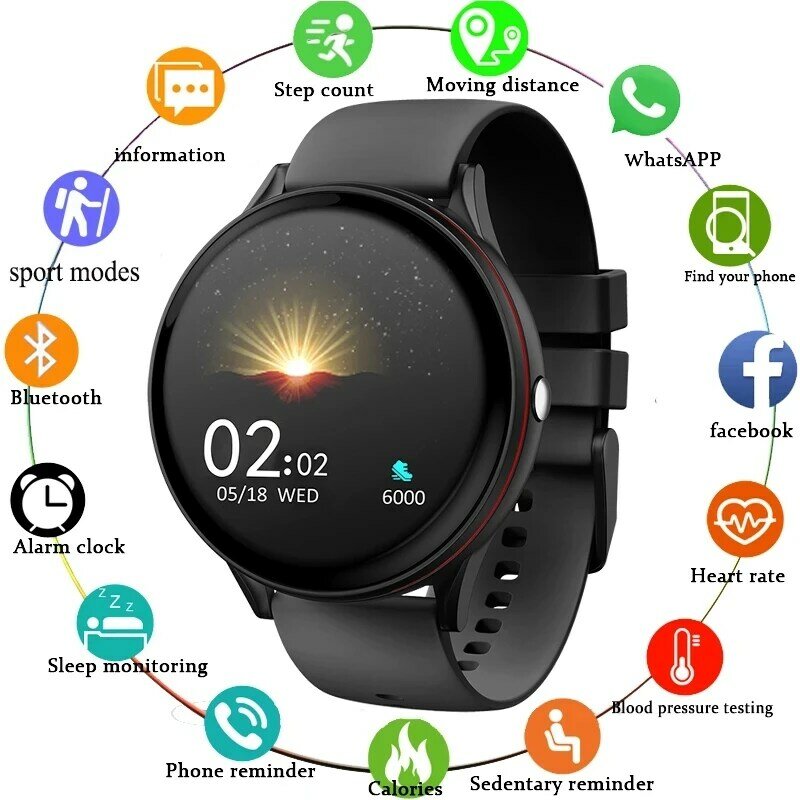 LIGE plein écran tactile hommes montres intelligentes Sport Fitness montre fréquence cardiaque pression artérielle étanche Smartwatch pour android IOS + boîte