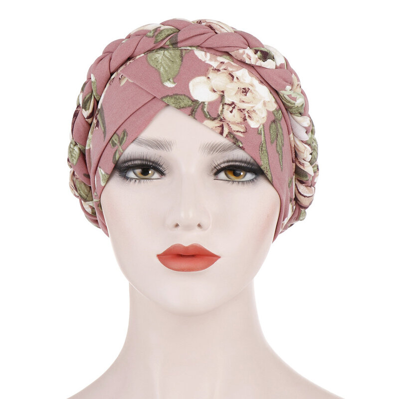 Lenço de cabeça elástico estampado floral feminino, chapéu de turbante, boné muçulmano, câncer quimioterapia, perda de cabelo, hijabs, chique, mulheres