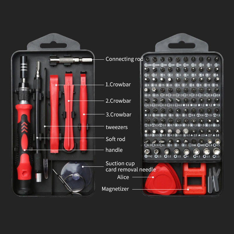 KING'SDUN-Precision multifuncional chave de fenda Set, Repair Kit Telefone, chave de fenda magnética, Tool Set Mão, 138 em 1