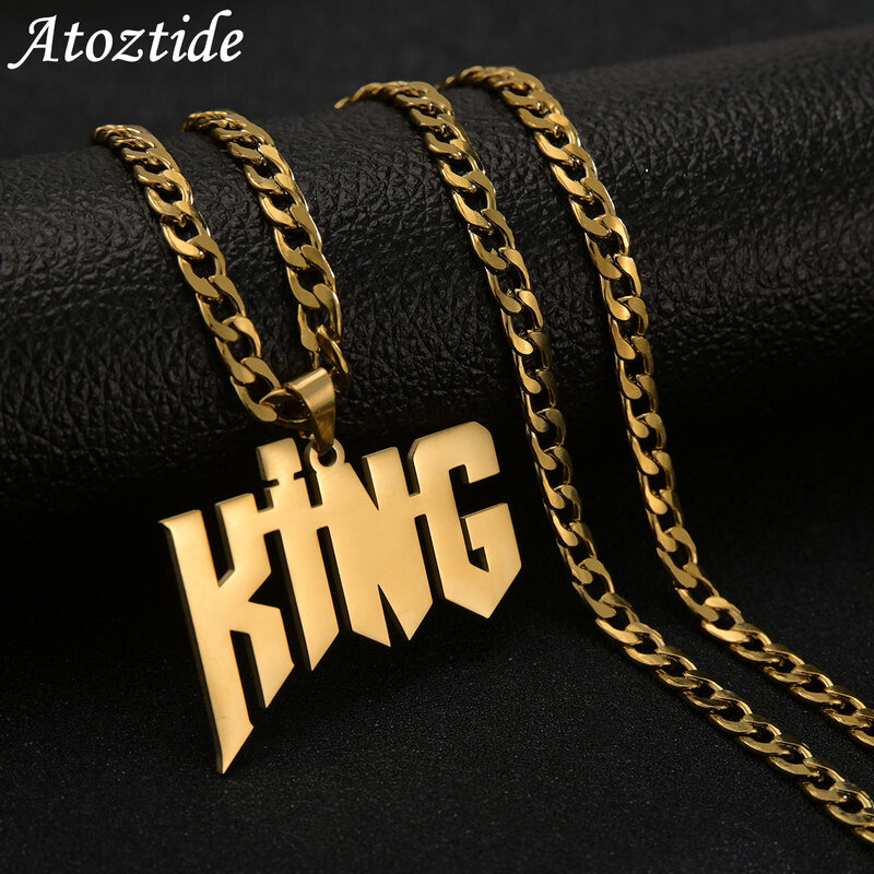 Nome personalizzato collana pendente colore oro personalizzato acciaio inossidabile 7mm largo catena spessa gioielli per le donne regali di natale