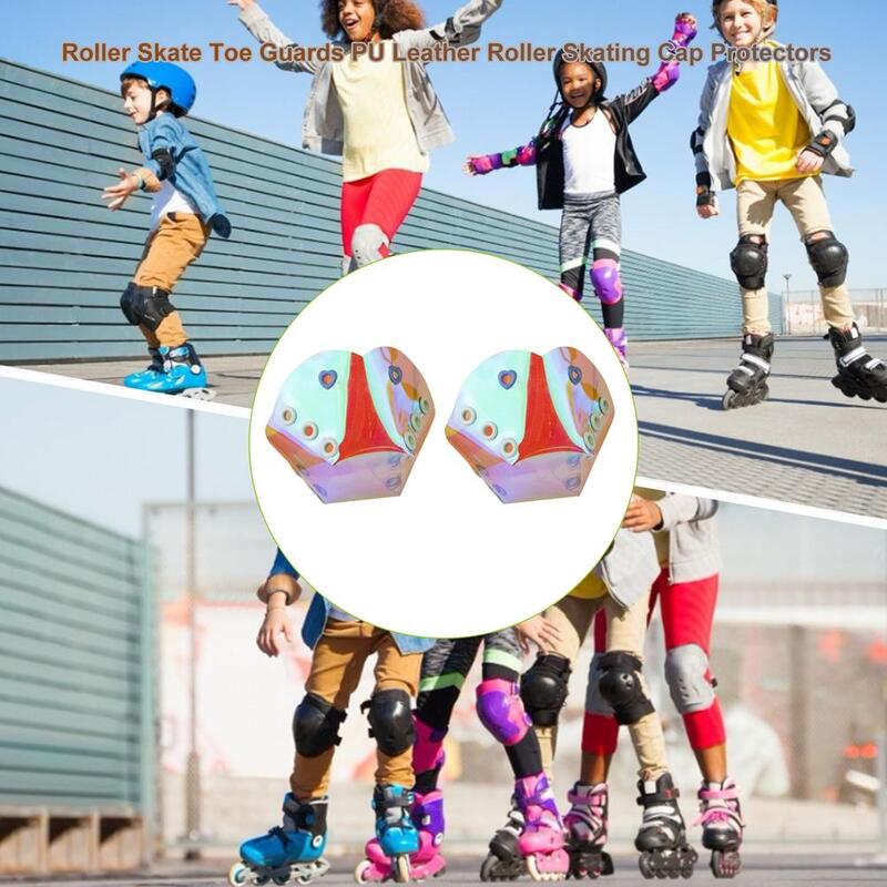 1 par de roller skate toe cap protetores protetores protetores de couro do plutônio roller skate cap protetores com 4 furos para roller skate venda quente