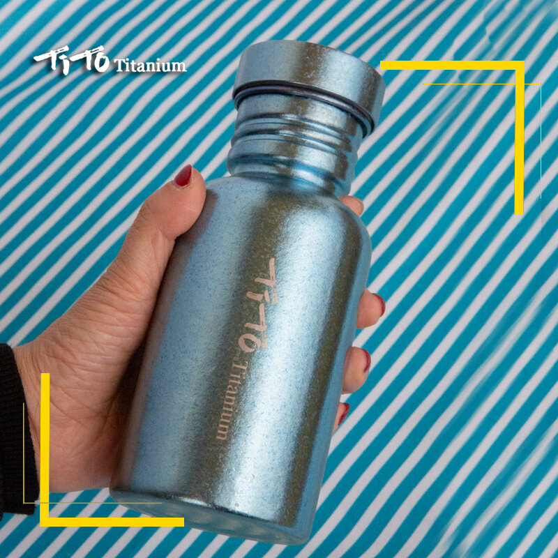 TiTo-botella de agua de titanio puro para bicicleta, botella deportiva de titanio para acampar al aire libre, ciclismo y senderismo