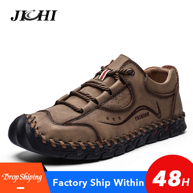 High Quality Men Shoes Leather Mens Shoes Casual Classic Lightweight Casual Leather Shoes Men Comfortable Summer Big Size38-48