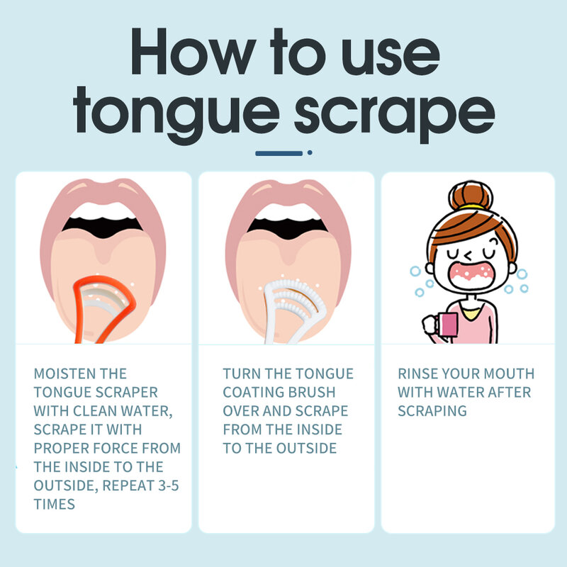 Y-Kelin-Tongue Raspador Oral Cleaner Brush, Limpeza da Respiração Fresca, Escova de Dentes Revestida, Ferramentas de Higiene
