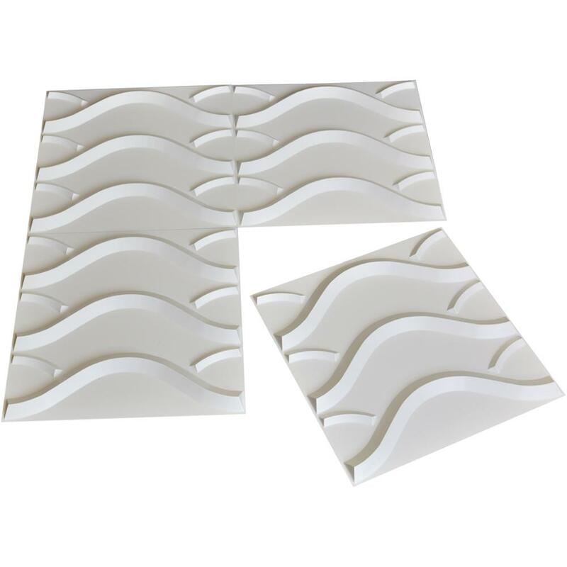 Paneles de pared de plástico 3D, diseño texturizado, paquete de 12 azulejos para decoración de pared de dormitorio y sala de estar, 50x50cm