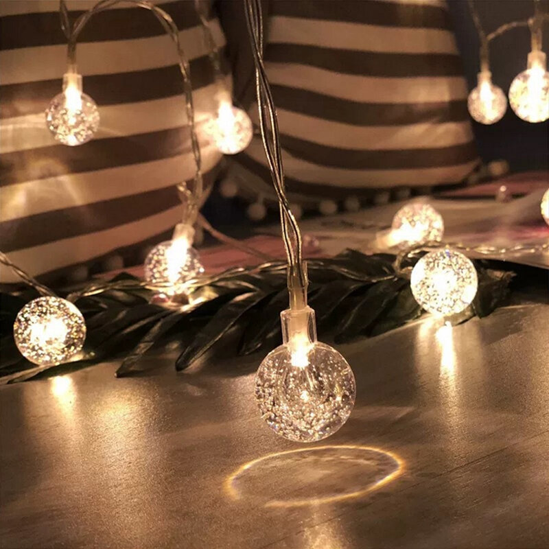 USB مصباح طاقة البطارية سلسلة أضواء الجنية كرة فقاعات مصباح 1.5/3/4.5/6/7.5 متر عطلة جارلاند الإضاءة لعيد الميلاد الزفاف ديكور