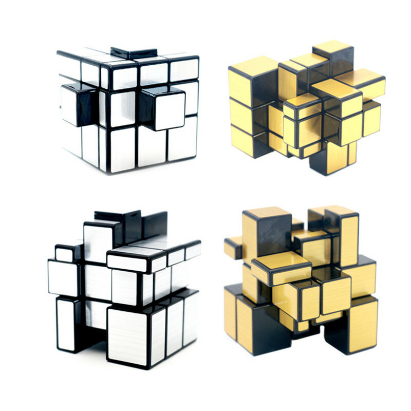 QiYi 미러 매직 큐브 퍼즐 속도 매직 큐브, 아기 아이 장난감, 골드 실버 스티커 스티커, 3x3x3