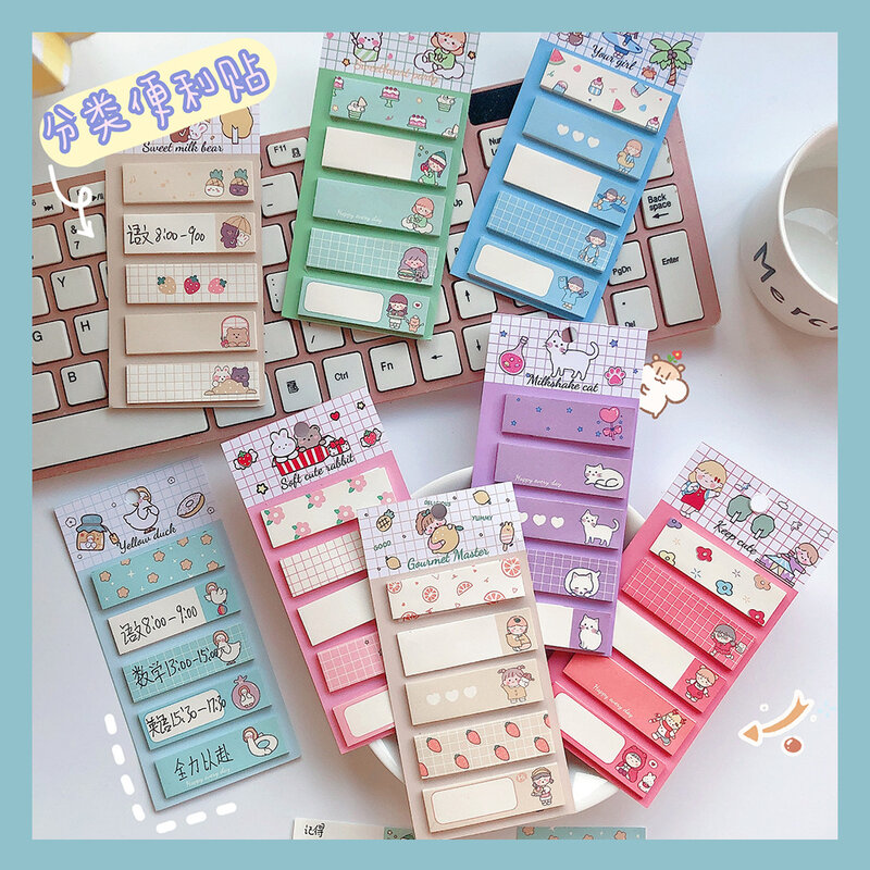 Kawaii Cartoon Self Stick Note Index Sticker Memo Pad N Times Sticky Notes Bookmark Point It Marker Office School Supplies