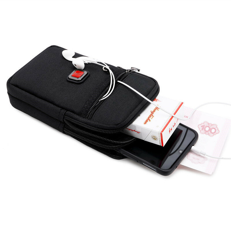 ジャージー防水オックスフォード布携帯電話ウエストバッグキーコイン財布メンズ携帯電話バッグマルチ機能レトロメッセンジャーバッグ