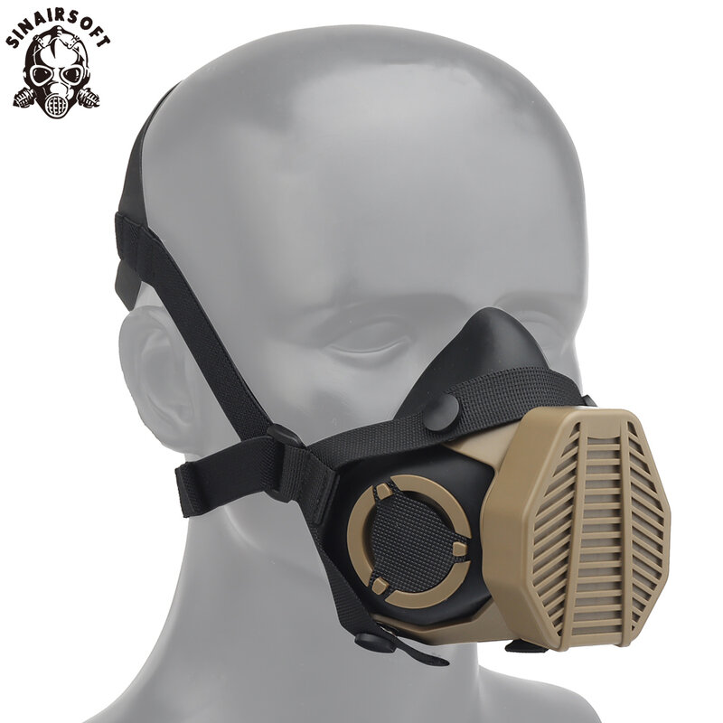 フィルター付きタクティカルマスク,タクティカル操作マスク,交換可能なフィルター付きハーフマスク,スワールゲームアクセサリー