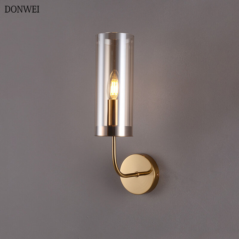 Modern Nordic Vintage Metal Glass E14 Wall Lamp Industrial Indoor Lighting Bedside Lamps Pathway Staircase Bedroom Wall Light