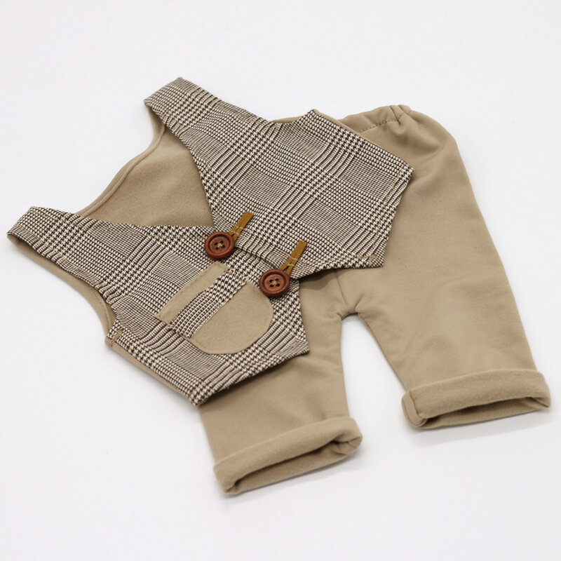新生児の写真の小道具アクセサリーリトル紳士ボーイの写真の衣装ベビー写真の小道具幼児格子縞のベスト + パンツセット