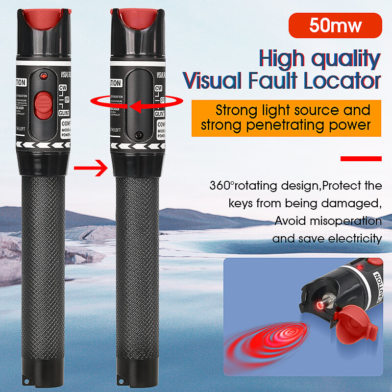Laser 50MW/30MW/10MW/5MW Visual Fault Locator Fiber Optic Cable Tester 5-50KM Range VFL AUA30