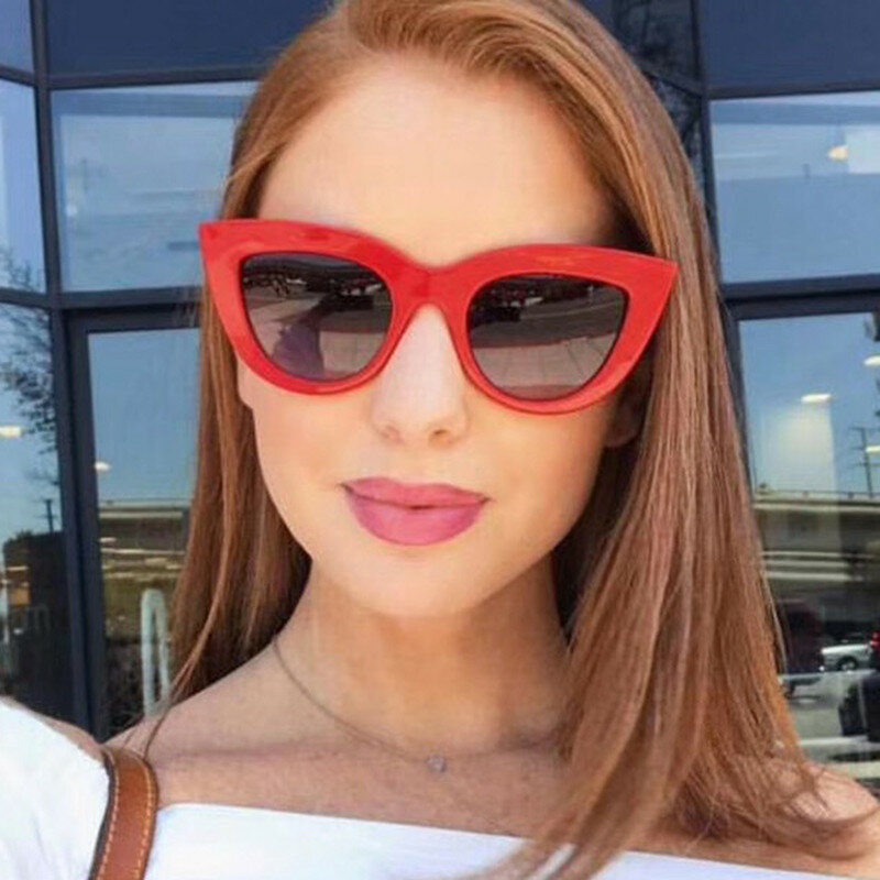 LONSY ريترو لطيف مثير السيدات القط العين النظارات الشمسية النساء العلامة التجارية مصمم نظارات شمسية للإناث خمر الأسود نظارات ظلال UV400
