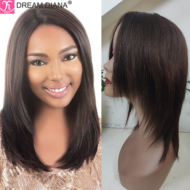 DreamDiana-Perruques droites péruviennes, Remy Hair, Brown, Silky Layered, 100% Human Hair, Bob Wig, 150 Density, Full Machine Made