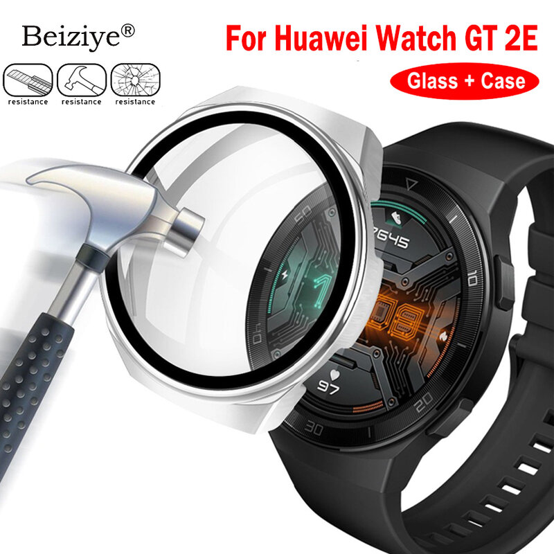 Protecteur d'écran pour Huawei Watch GT 2E, avec couvercle en verre trempé HD, coque antichoc pour montre GT 2E