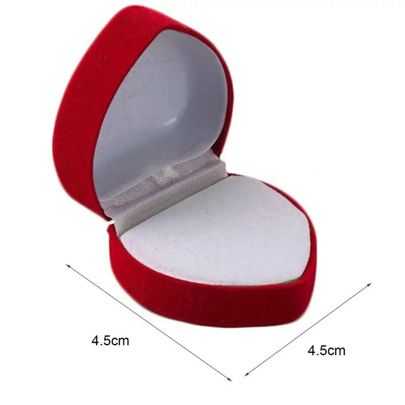 Caja de almacenamiento de anillos, organizador de joyería con forma de corazón flocado exquisito, regalo para compromiso