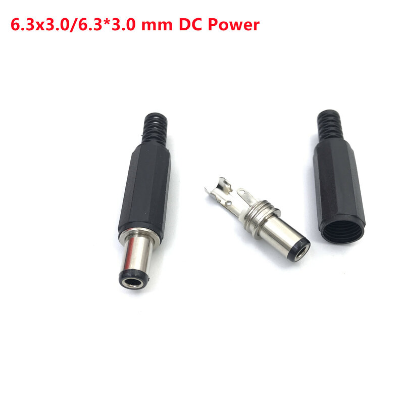 2pcs 6.3x3.0/6.3*3.0 mm DC Power Male Plug wire cable solder Connector Adapter length 9.5 mm For DIY Toshiba power plug