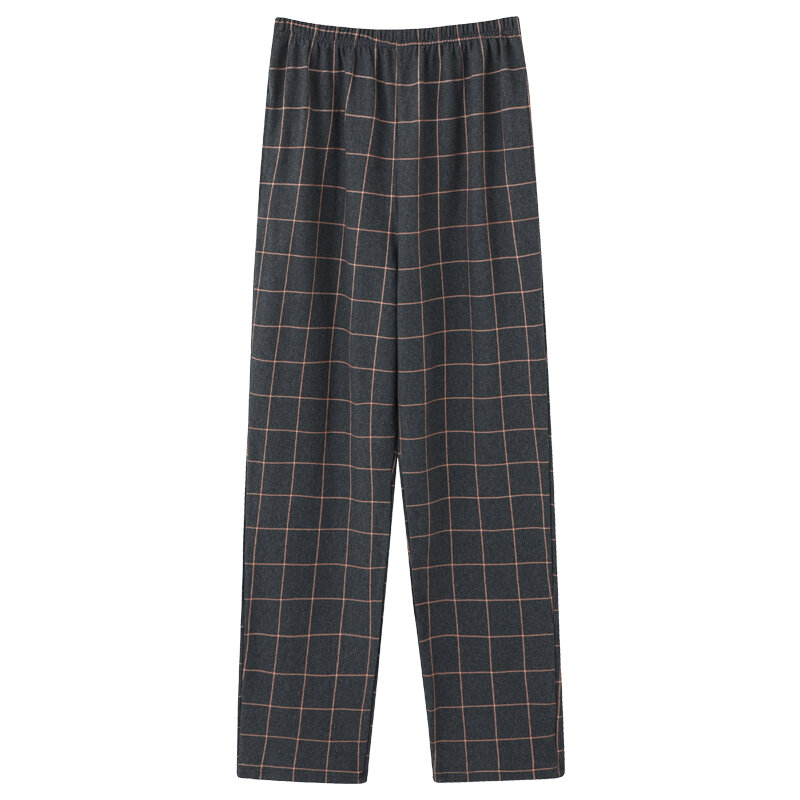 Estilo japonês L-5XL men treliça pijamas verão algodão calças compridas simples cintura elástica casual grandes jardas masculino casa sono bottoms