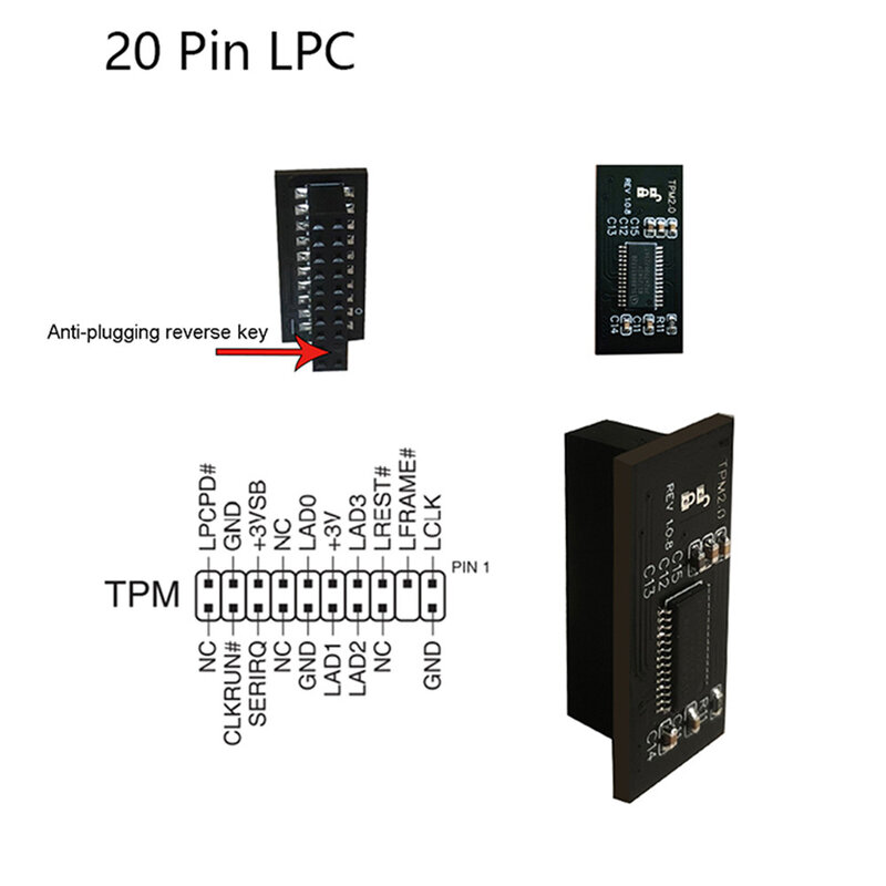 Professionele Spi 14pin/Lpc 14Pin 18Pin 20Pin TPM2.0 Security Module Voor Asrock Tpm2-Sli-S-Spi moederbord Spare Chip