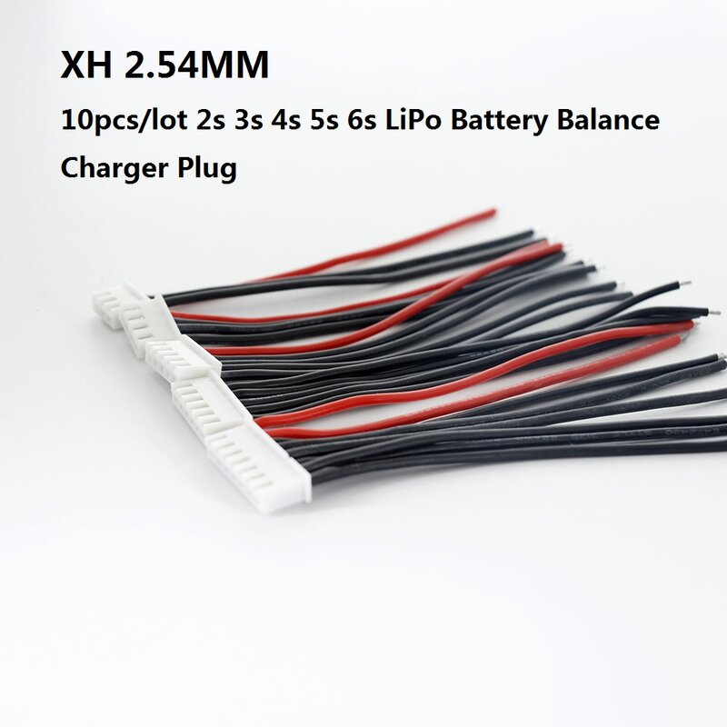 10 sztuk/partia 2s 3s 4s 5s 6s LiPo baterii bilans ładowarka wtyczka linia/drut/złącze 22AWG 100mm JST-XH2.54 Balancer kabel dla RC zabawki
