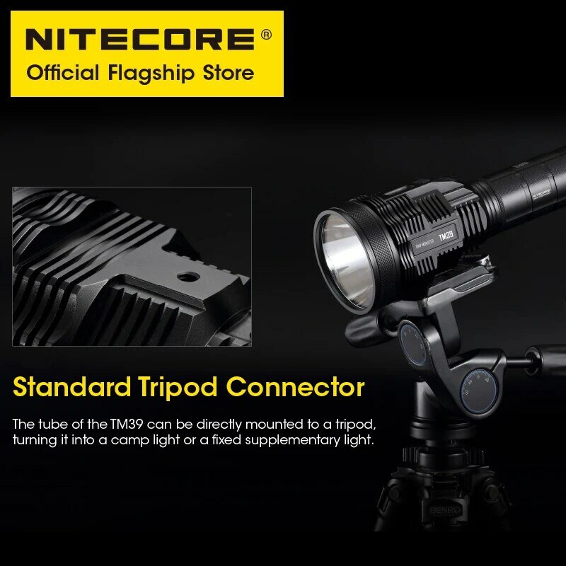 Nitecore-充電式LED懐中電灯tm39,5200ルーメン,強力なサーチライト,1500 m,ギフト付き