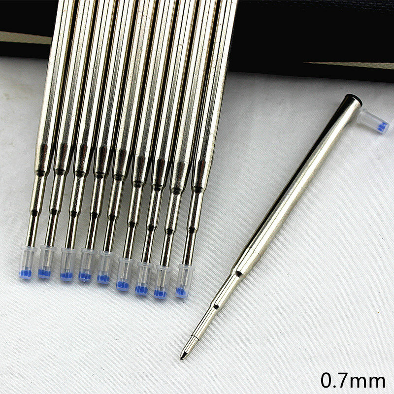 High quality 10pcs Blue metal  Black 0.7MM office Ballpoint pen Refills signature Stationery Supplies ink refills