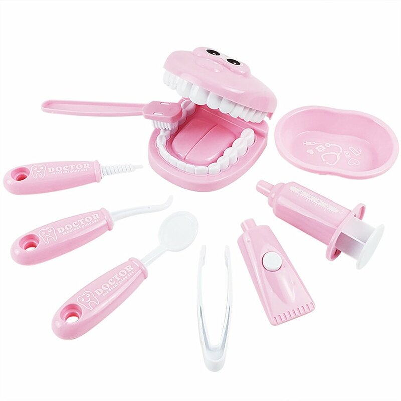 9pcs Play House Toy dentista Check Tooth Model Set giocattolo medico forniture di ruolo educazione bambini medico per giocare Kit finta