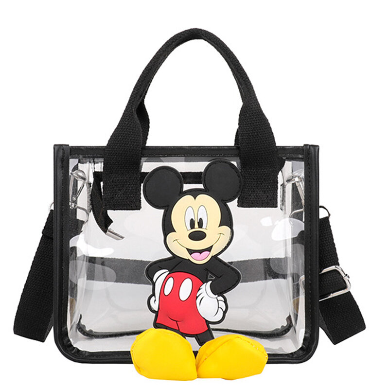 Disney bolsa feminina mickey mouse dos desenhos animados transparente bolsa de ombro coreano lazer mensageiro saco menina moda bolsa de alta qualidade