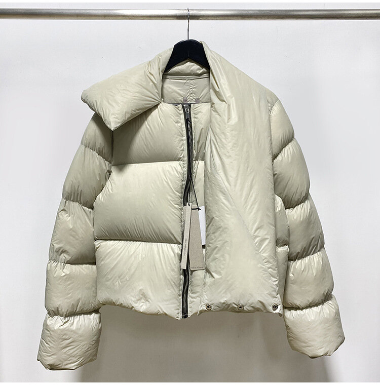2021 new winter temperament commuter white duck down Korean style zipper stand-up collar bib waist down jacket for Woman