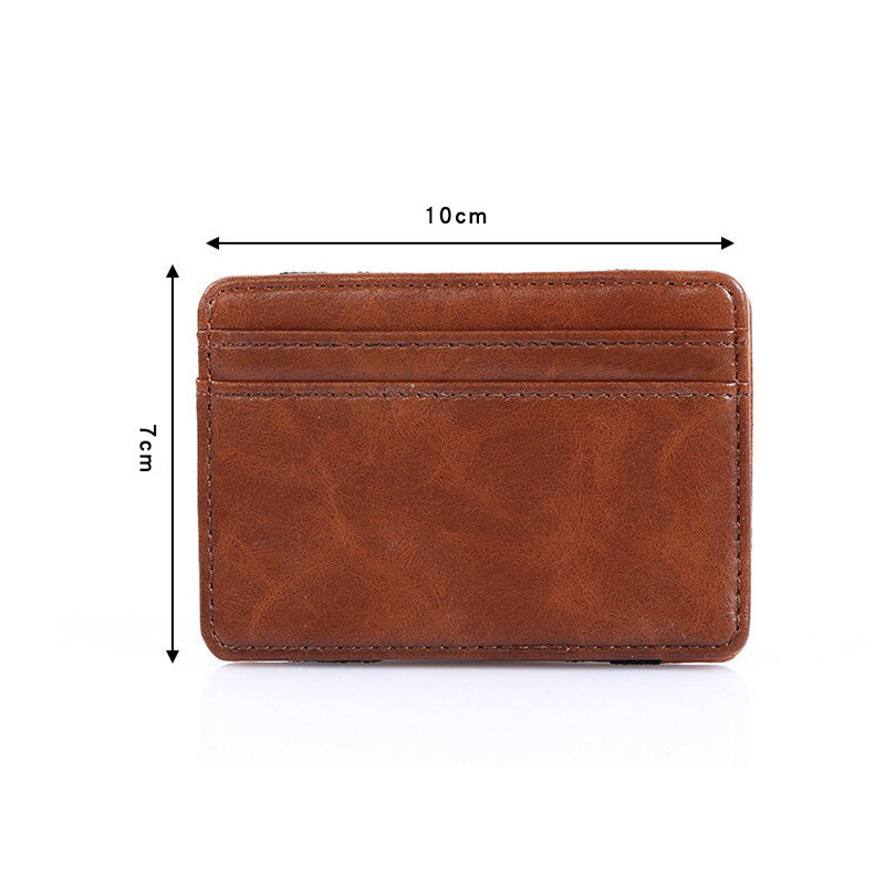 Dompet Mini Ultra tipis pria, dompet kecil kulit PU bisnis, dompet ajaib ramping, tempat kartu kredit, dompet Mini modis untuk pria