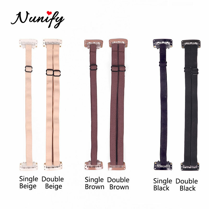 Эластичная лента Nunify для растяжки глаз, двойной ободок, с зажимами, черная, коричневая, светлая, эластичная лента для подтяжки волос, регулируемая