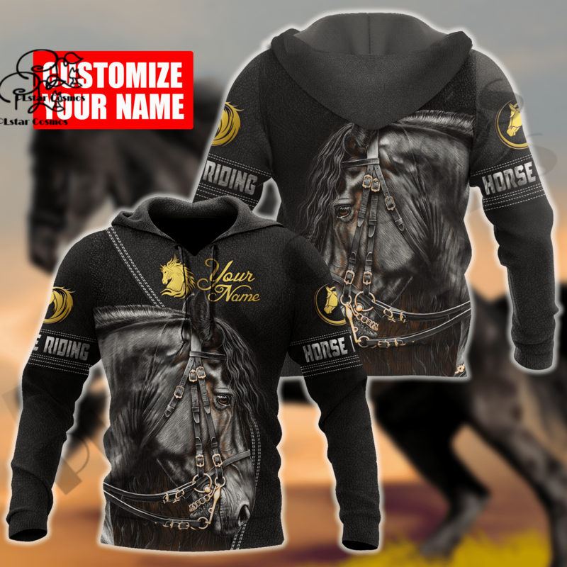 PLstar Cosmos 3DPrinted Newest Racing Horse Custom Name Unique Hrajuku Streetwear Funny Unisex Casual Hoodies/Zip/Sweatshirt B-6
