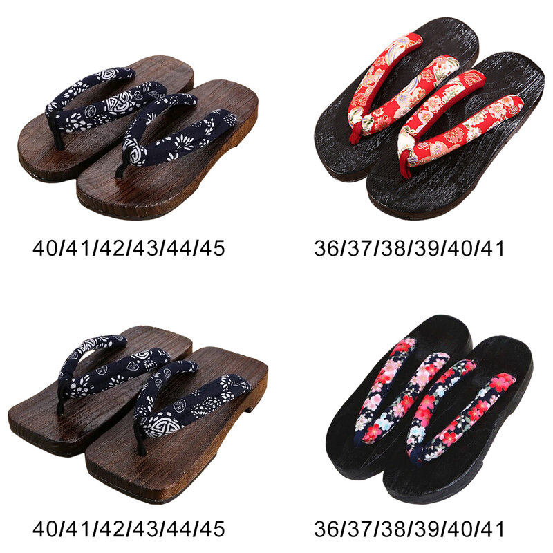 Traditional Japanese Clogs Slippers Shoes Indoor/Outdoor Geta Sandals for Men Women