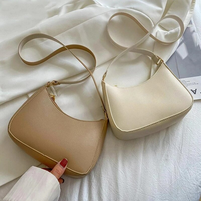 2022 новые женские модные сумочки, ретро однотонная сумка через плечо из искусственной кожи, повседневные женские сумки-хобо