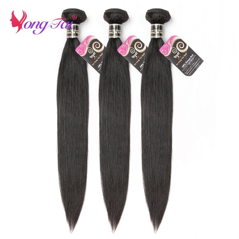 YuYongtai-extensiones de cabello humano brasileño para mujer, mechones de cabello humano liso, todo por 1, envío gratis desde China