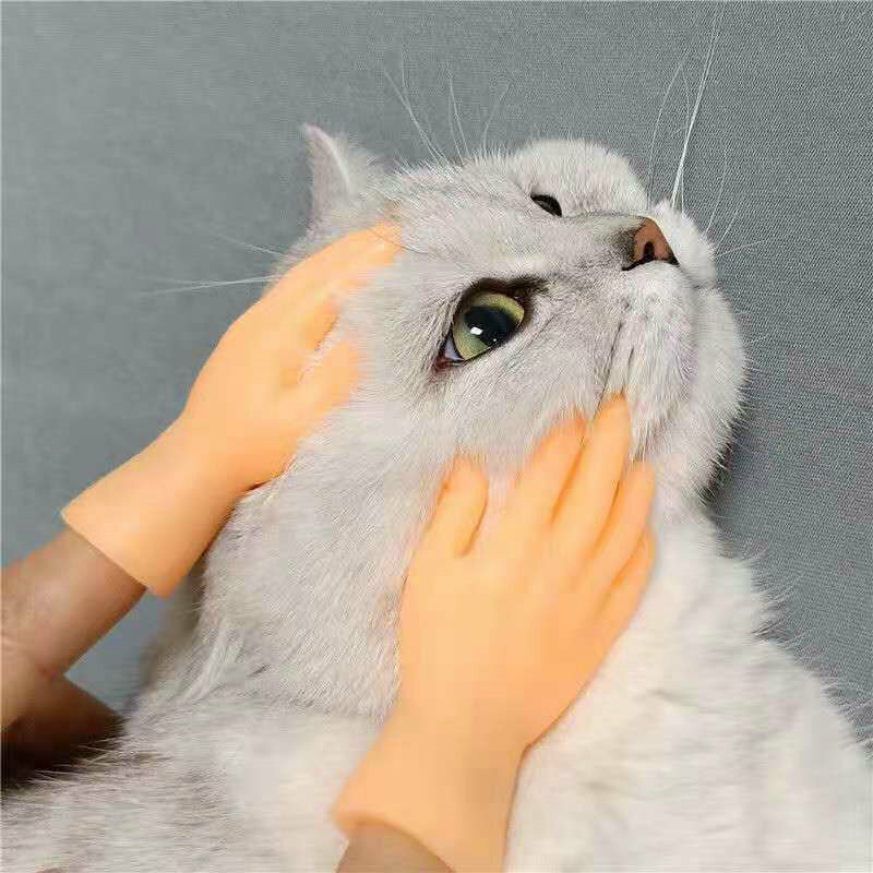 Simulasi tangan kecil lucu tangan mini jari kaki lengan silikon boneka tangan novel mainan jari prank alat peraga kucing