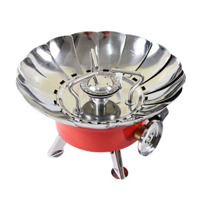 Portable Outdoor Camping Stove Mini Gas Snap-Type Lotus Burner Stainless Steel for Travelling Camping Hiking Picnics